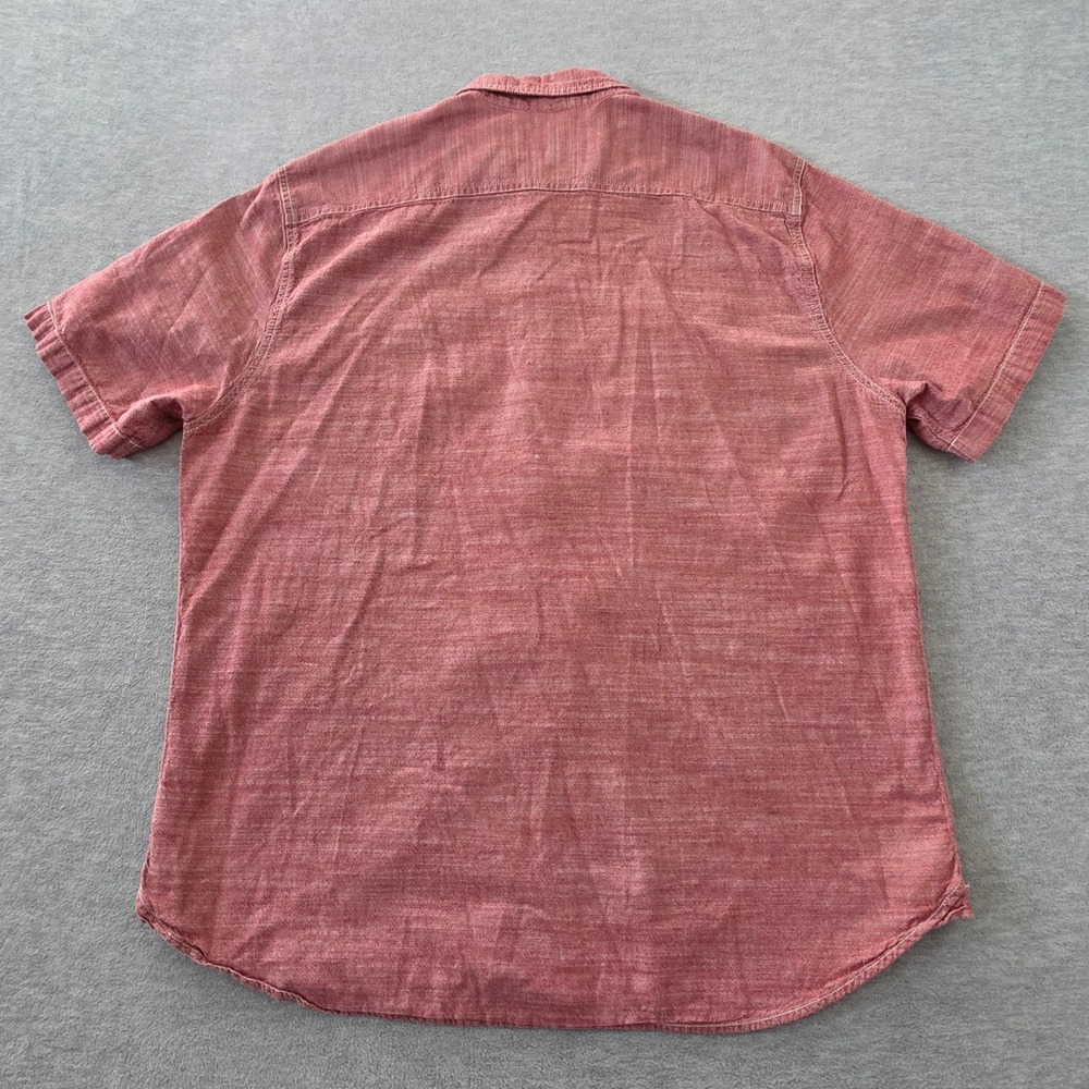 Woolrich Mens XL Red Heathered Cotton Short Sleeve Button Down Work Shirt - Picture 6 of 8